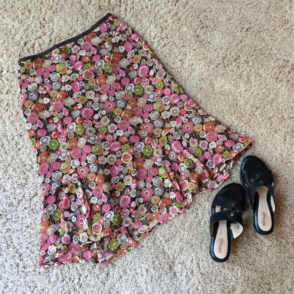 Sigrid Olson Floral Print Polyester Skirt Size 6